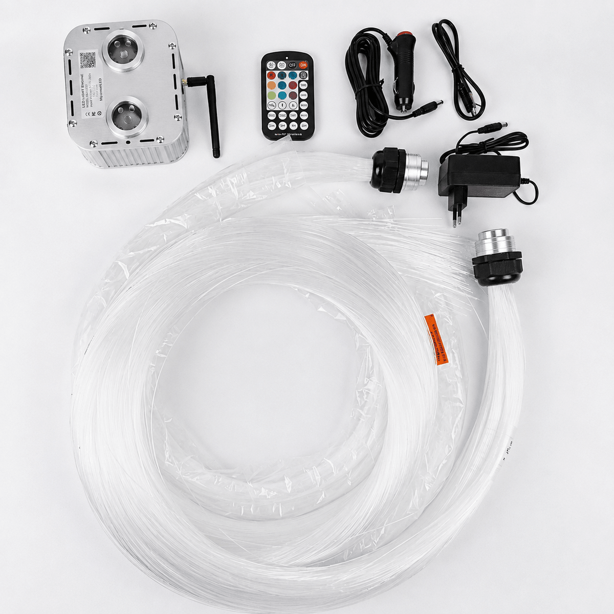 Kit 1300 étoiles bi-ton Ciel Auto Studio — contenu du pack ciel étoilé fibre optique pour voiture