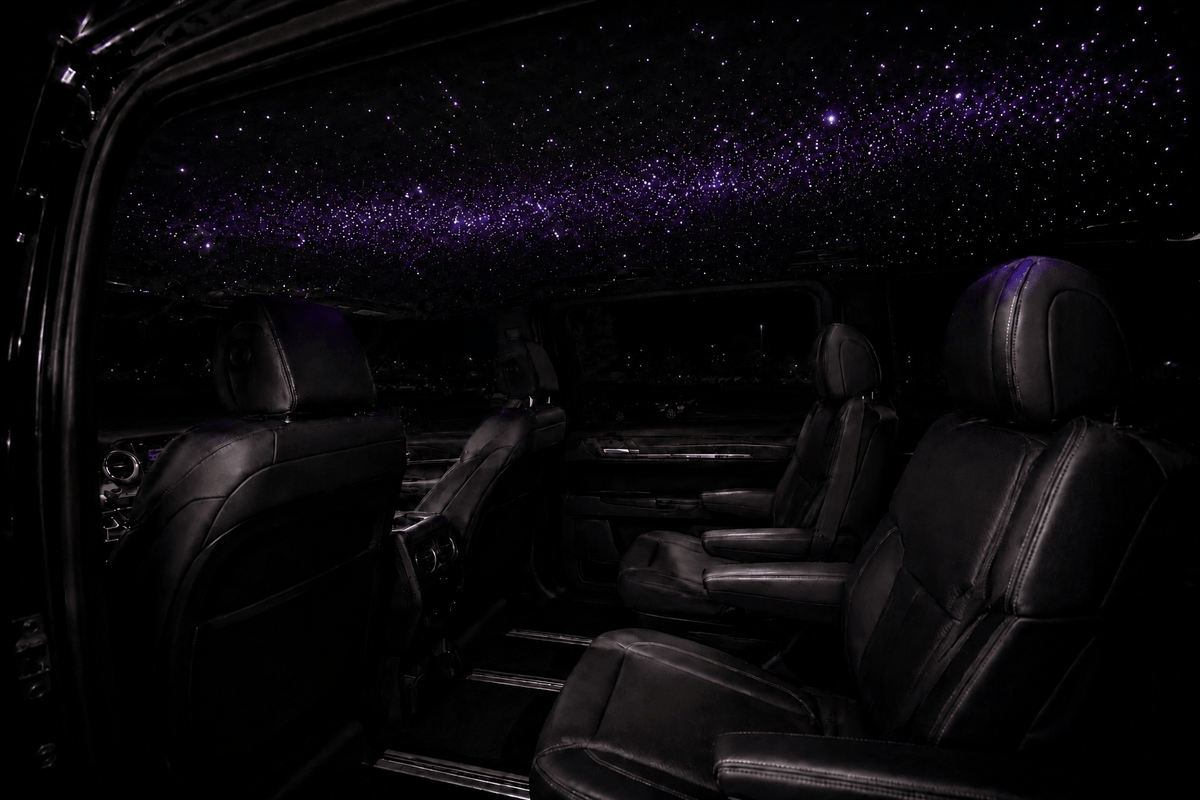 Kit 2000 étoiles quadri-tons — ciel étoilé fibre optique haute densité 4 teintes sur pavillon de voiture